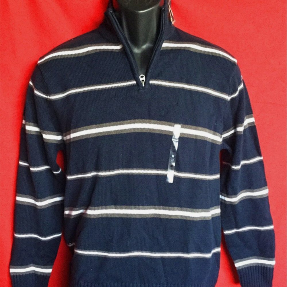 New   XG  Boy's 60% Cotton 40% striped Sweater Size--M (10/12)